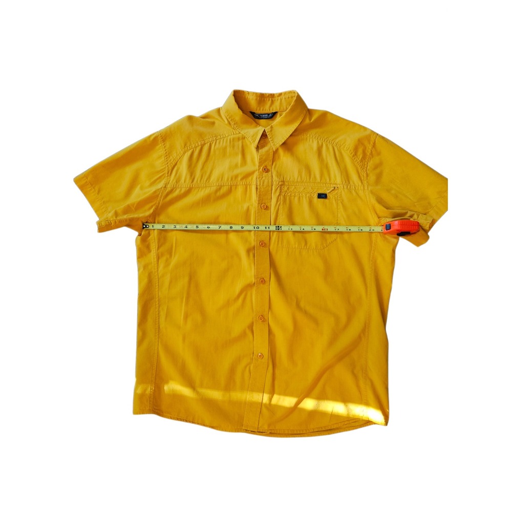 Arc'teryx Frontera Yellow Short Sleeve Button Down Technical Shirt Large EUC - Picture 3 of 6